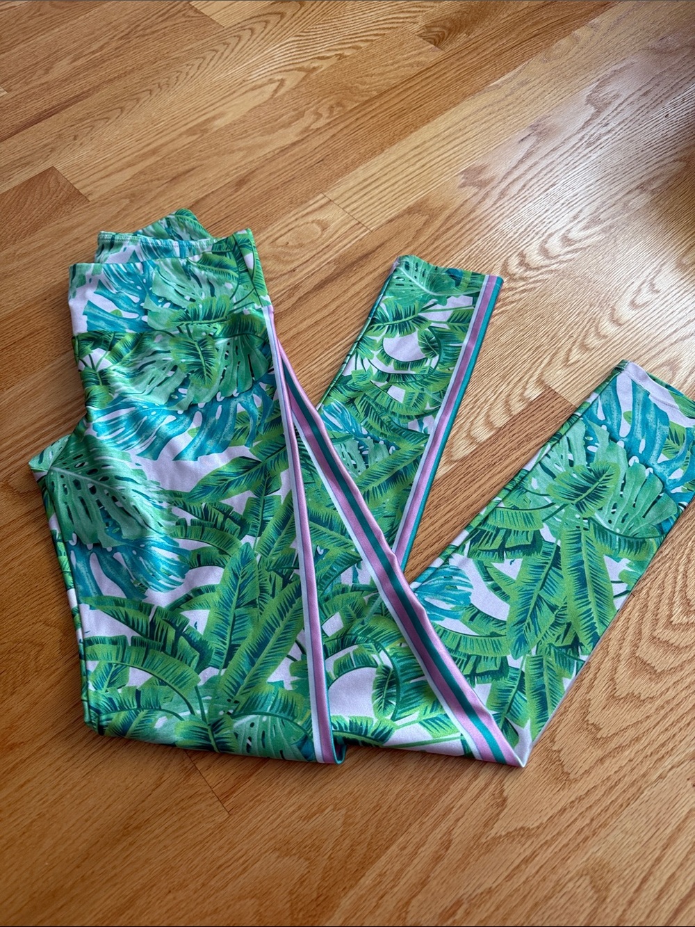 Tropical Leaf Active Leggings - Green